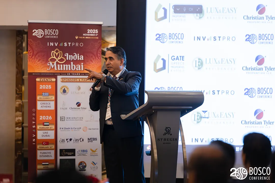Prashant Ajmera speaking at conference - Founder of Ajmera Law International, Global Business Strategist